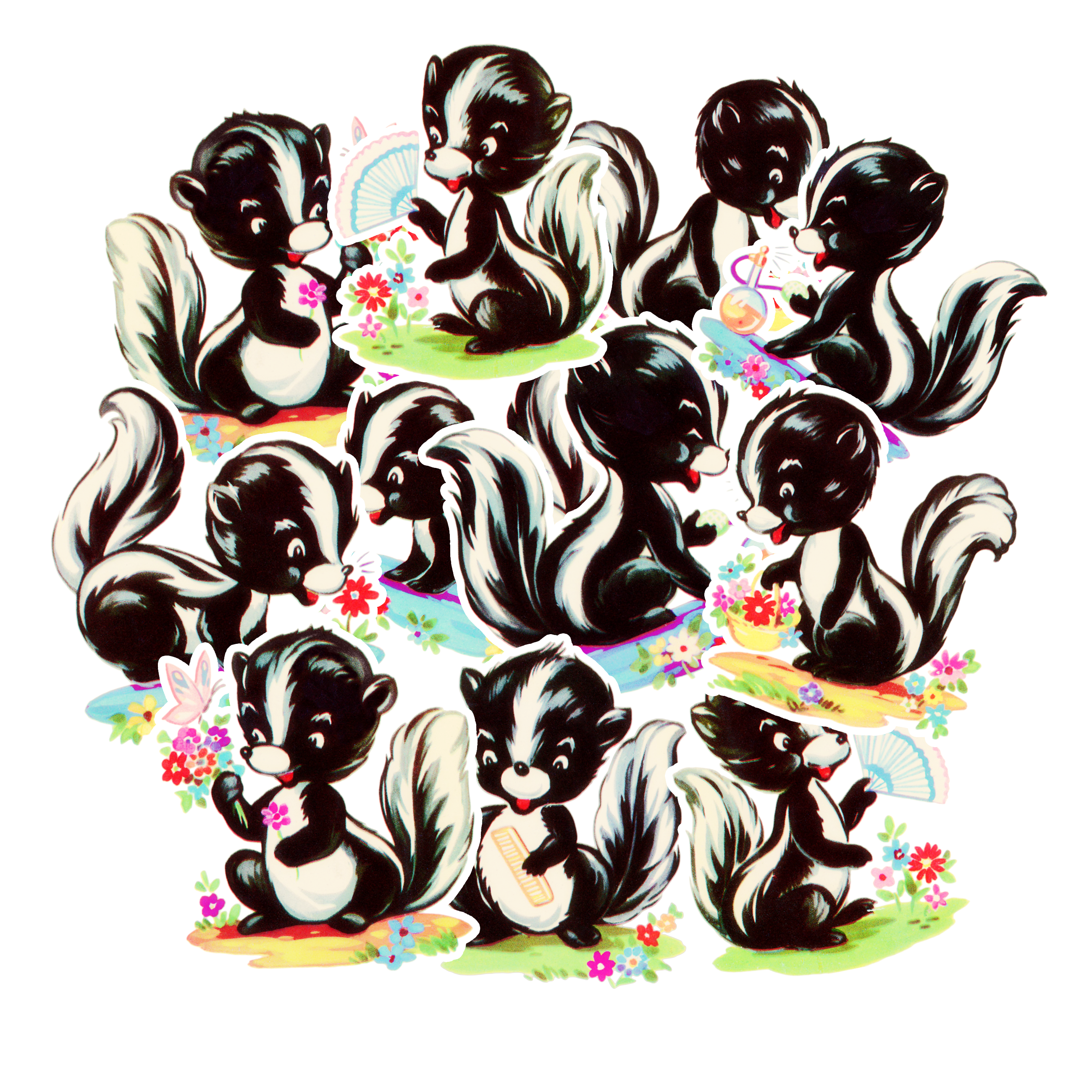 Fuzzy Tigers & Skunks Stickers by Funny Sticker World