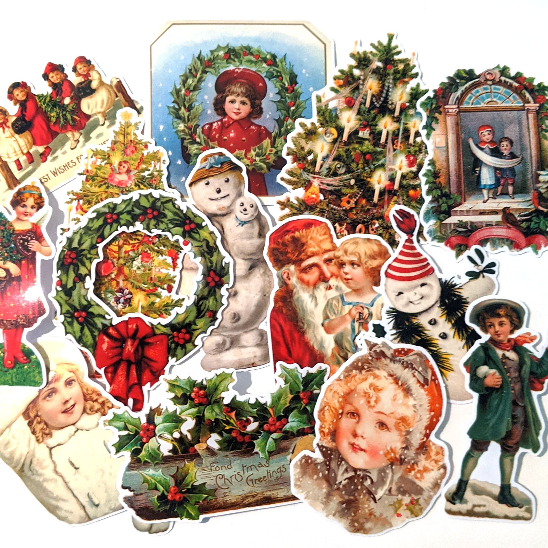 Vintage Christmas Girl Christmas Stickers