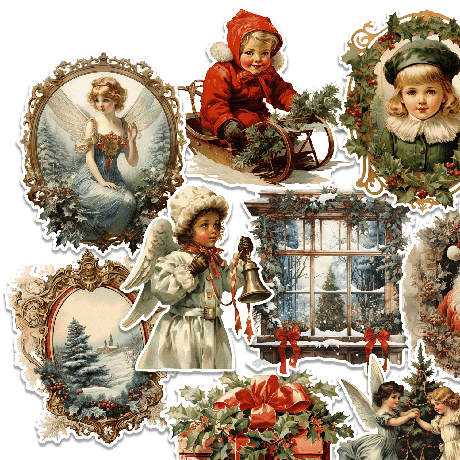 Vintage Christmas Stickers Pack - Cherry Moon Factory
