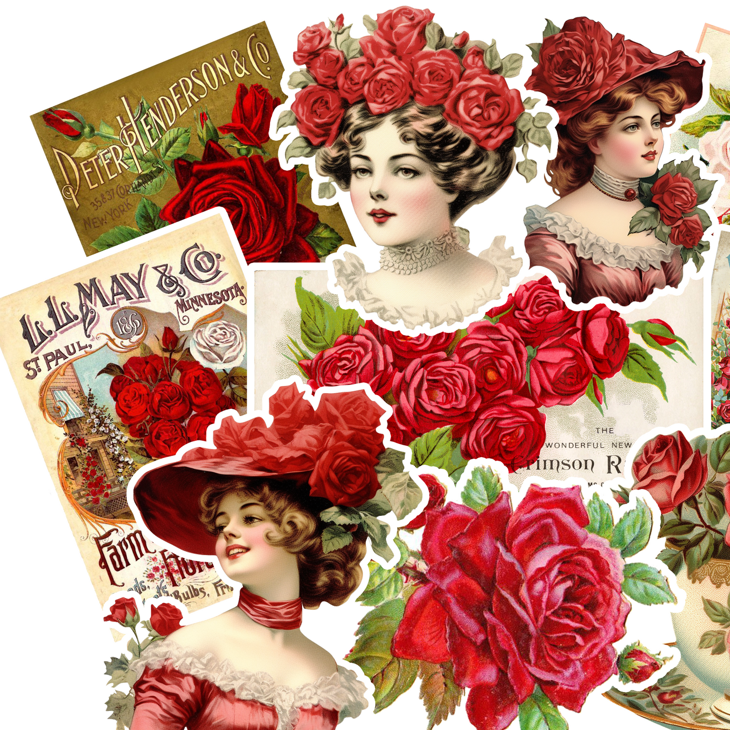 Buy Three Red Flowers Sticker - Die cut stickers - StickerApp