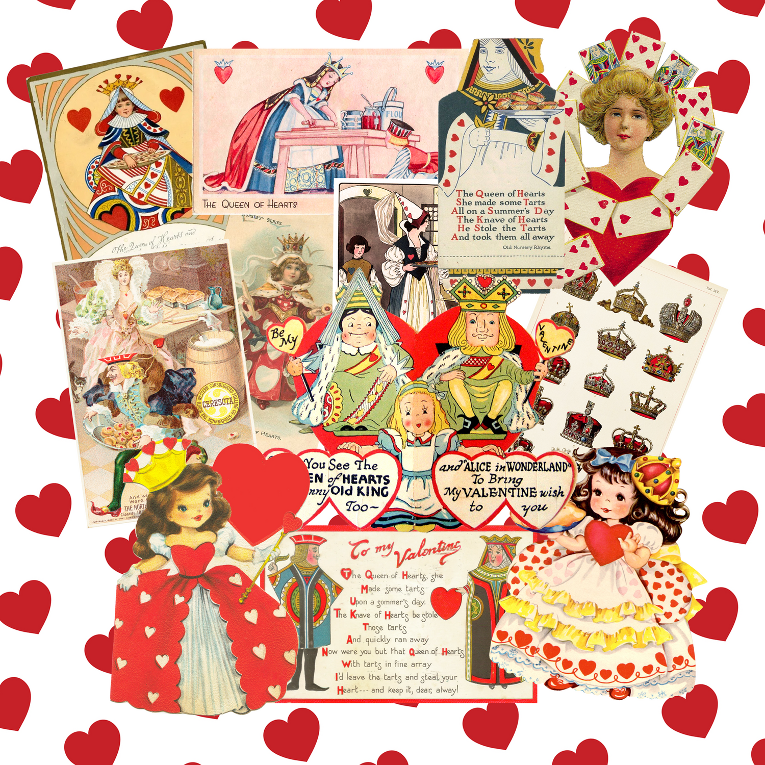 Vintage Queen of Hearts Sticker Pack – Cherry Moon Factory