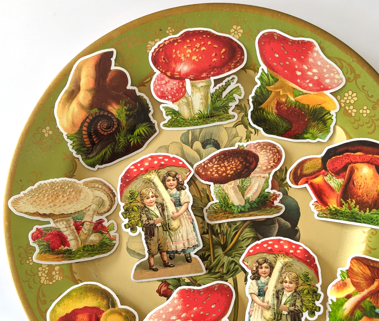 Vintage mushroom stickers