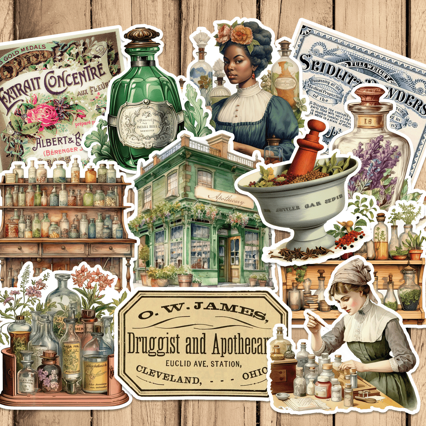 Vintage Apothecary Sticker Pack