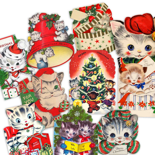 Retro Christmas Cat Sticker Pack
