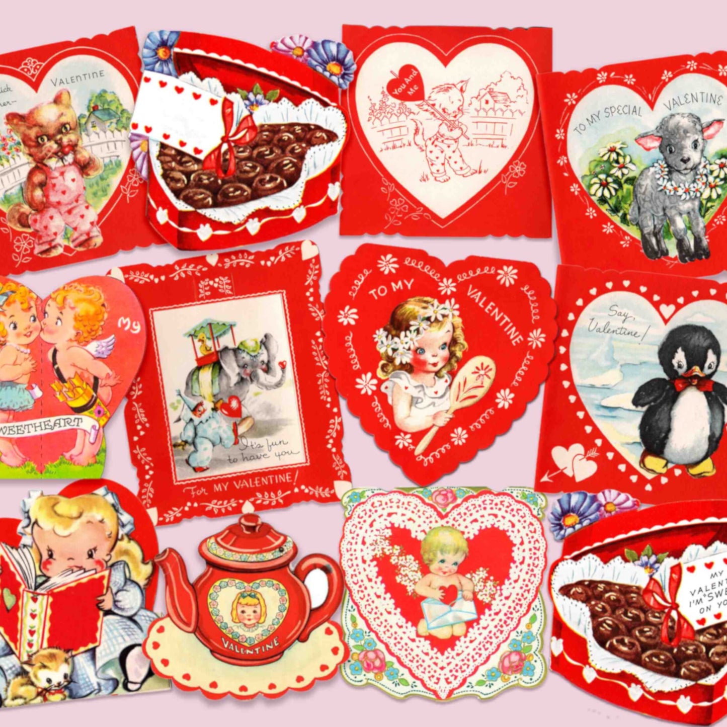 Retro Valentines Day Stickers Bundle, Retro Valentines Stick