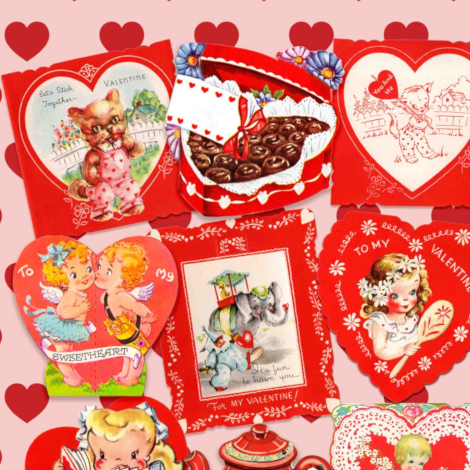 Quirky Vintage Valentine Stickers – Cherry Moon Factory
