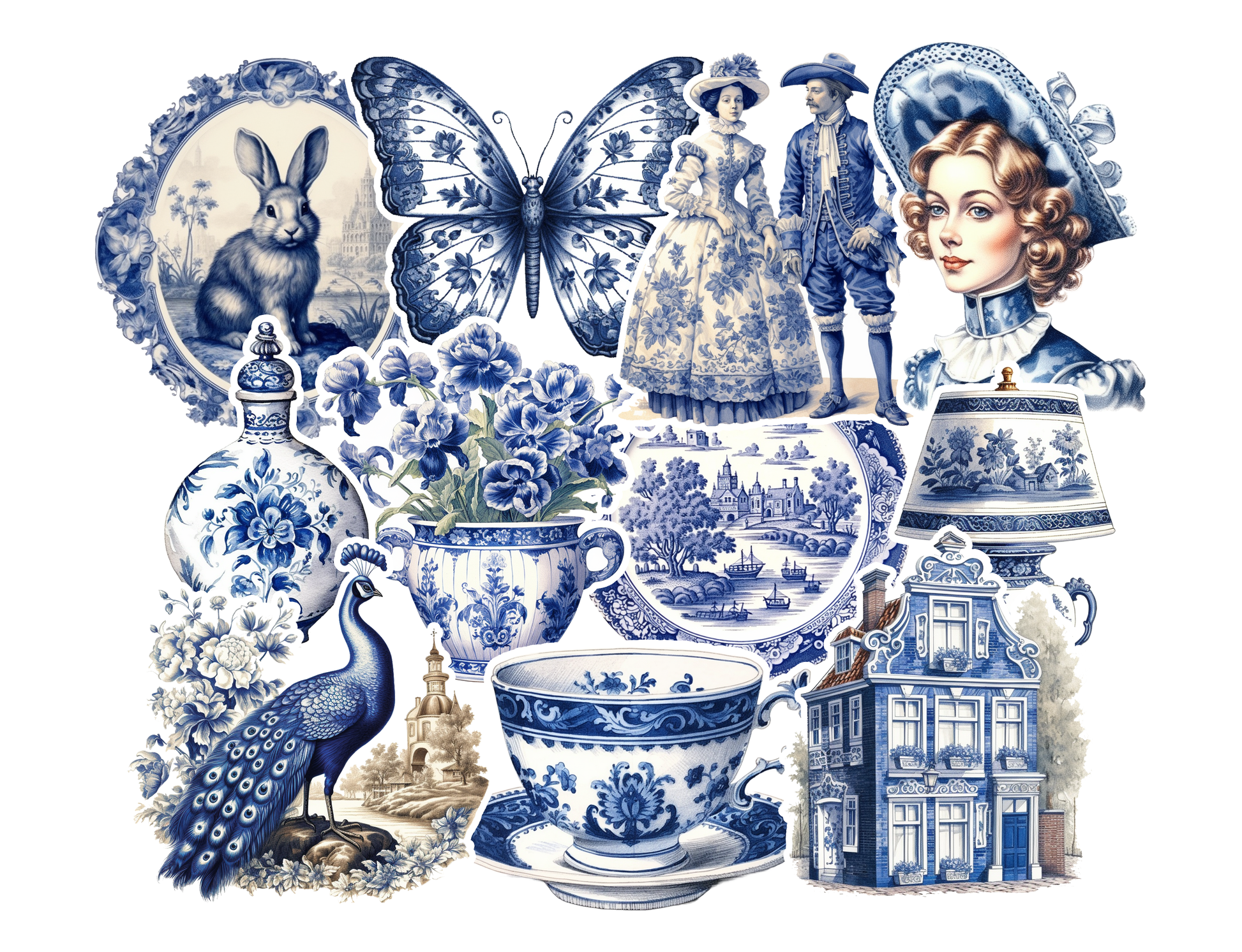 Vintage delft stickers