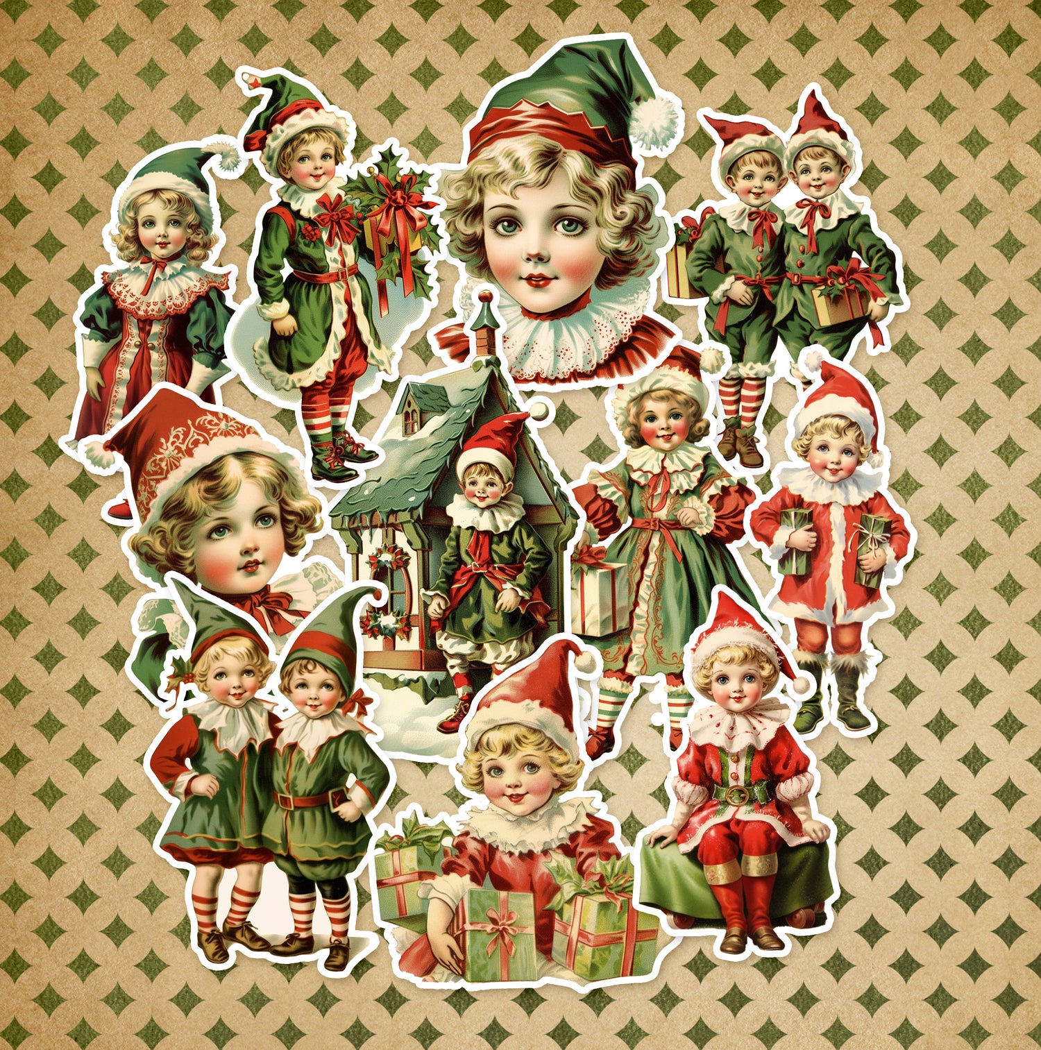 Vintage Christmas Village Sticker Pack