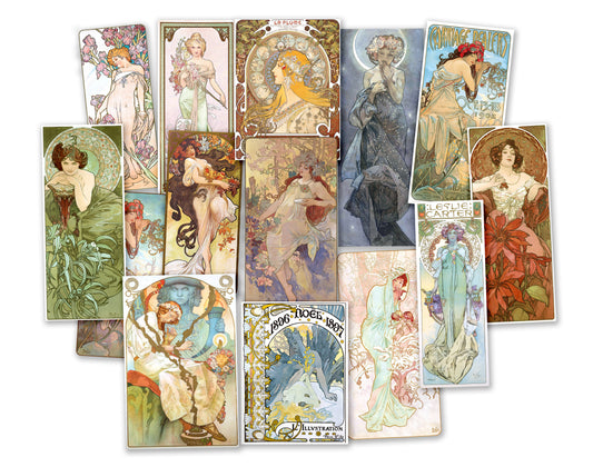 Art Nouveau Sticker Pack. Alphonse Mucha Stickers.