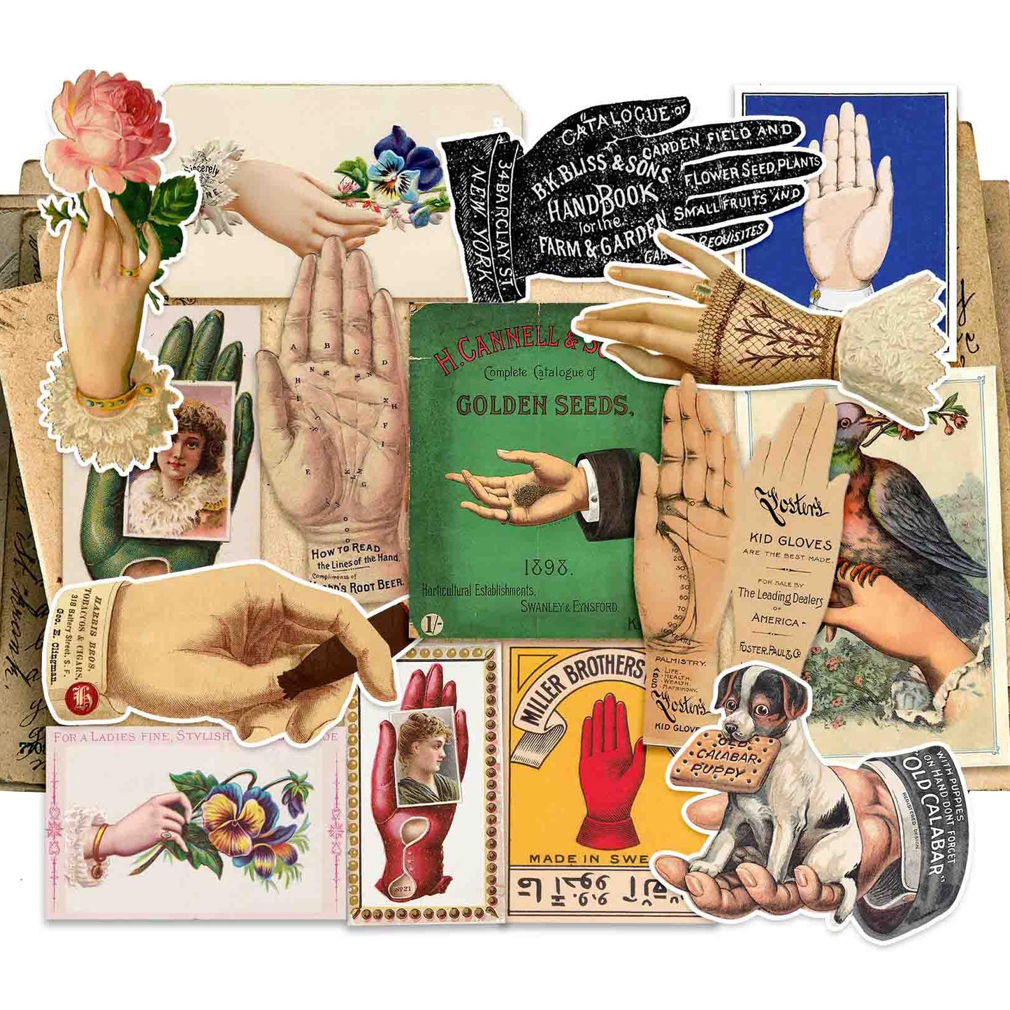 Vintage Hand Sticker Pack
