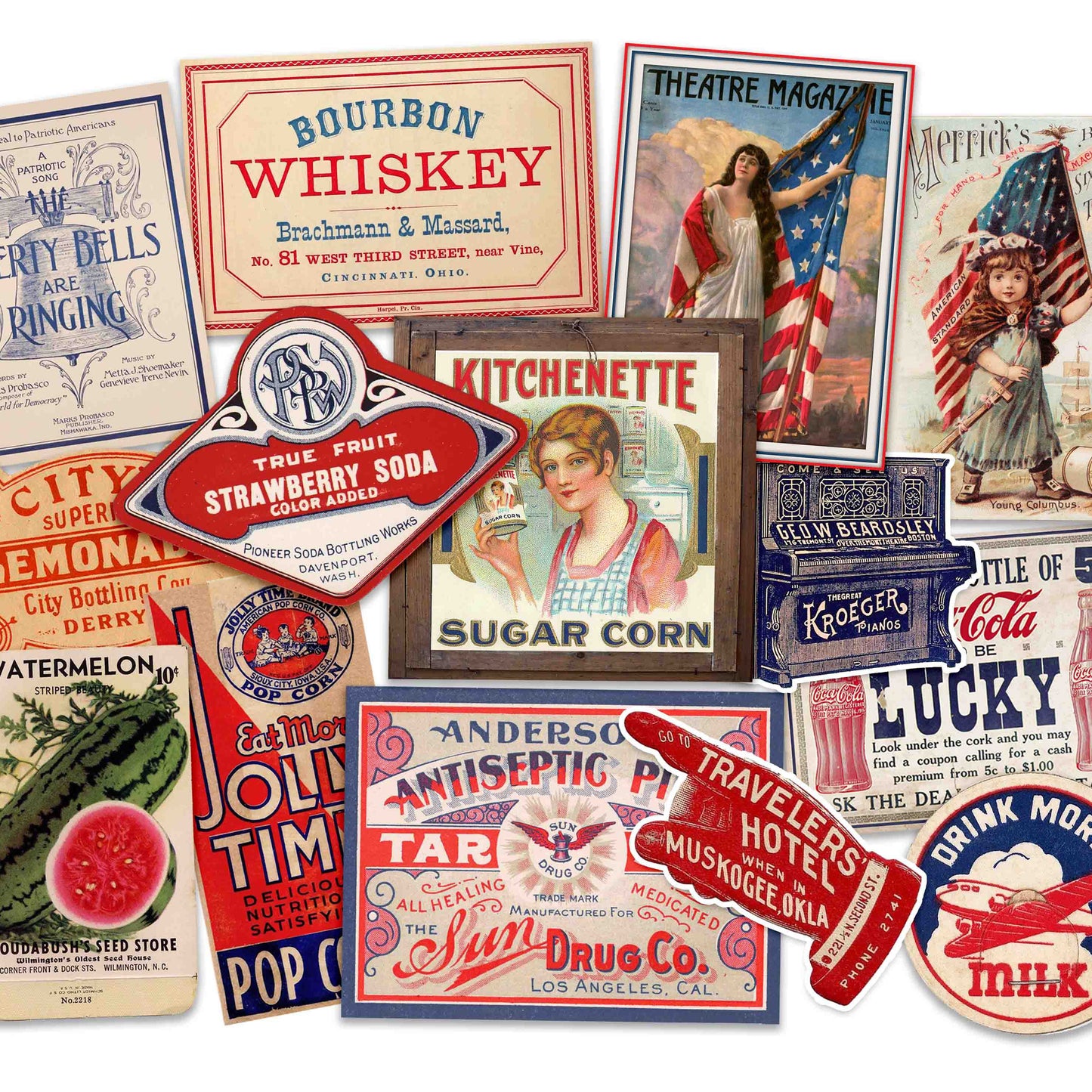 Vintage Patriotic Ephemera Sticker Pack