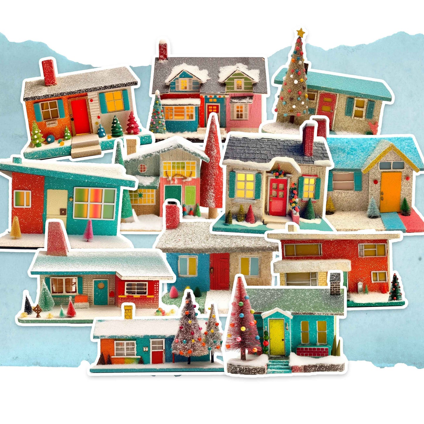 Vintage Christmas Village Sticker Pack