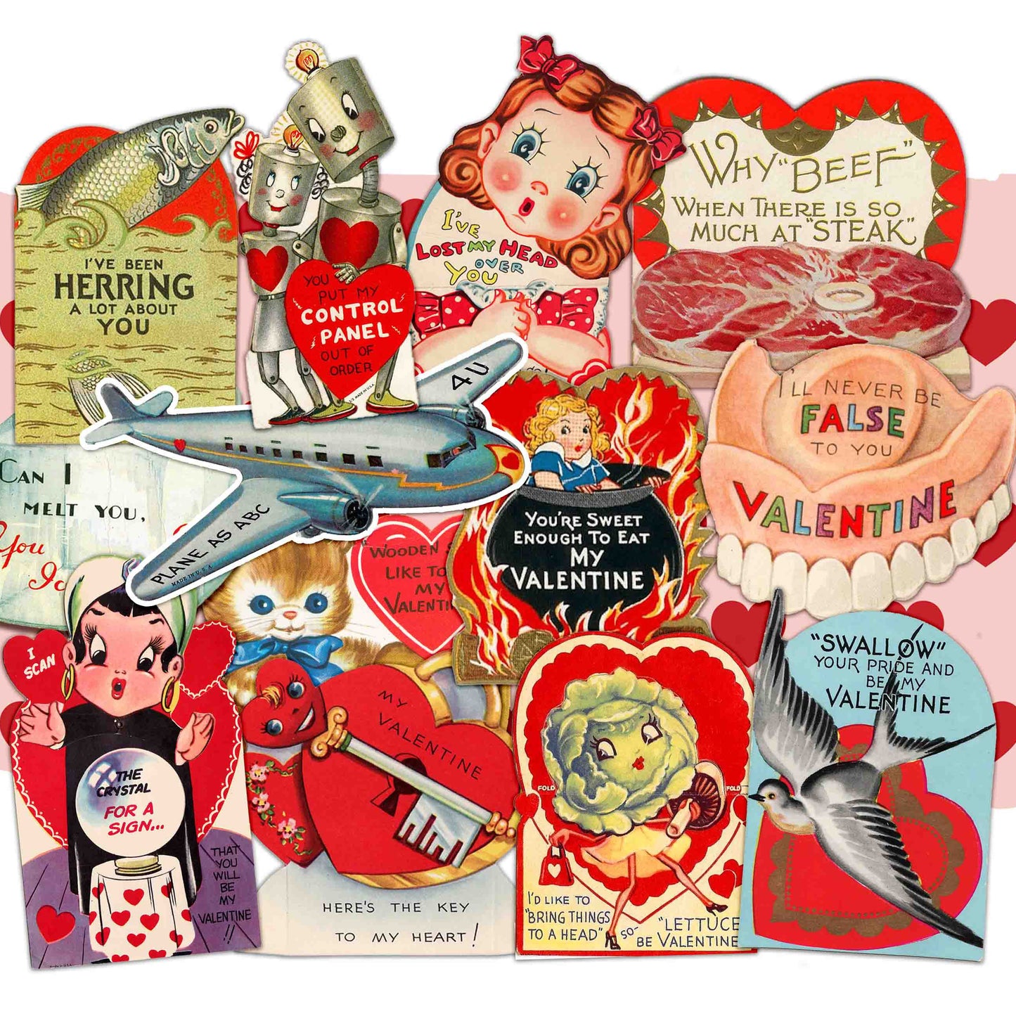 Quirky Vintage Valentine Stickers – Cherry Moon Factory