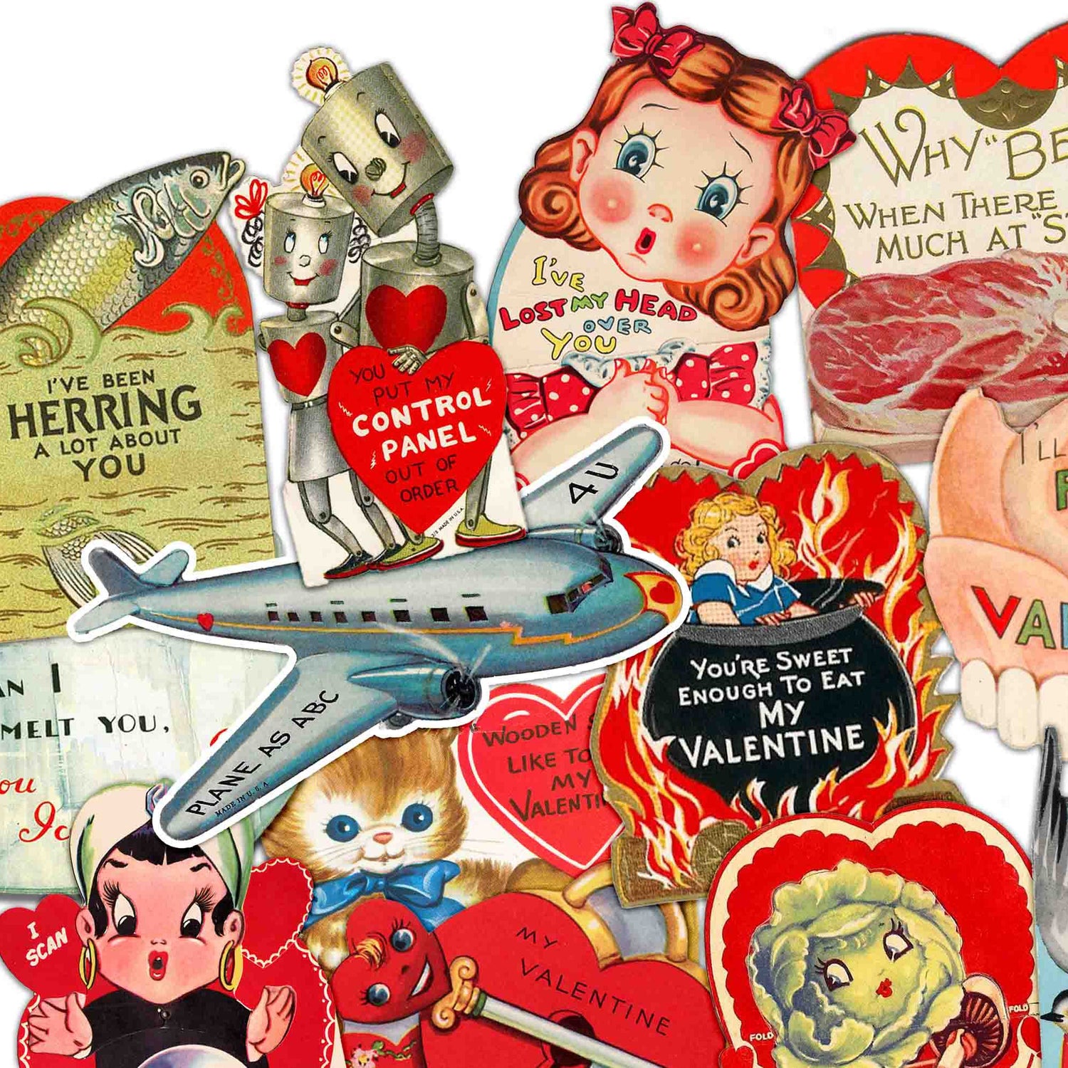 Quirky Vintage Valentine Stickers