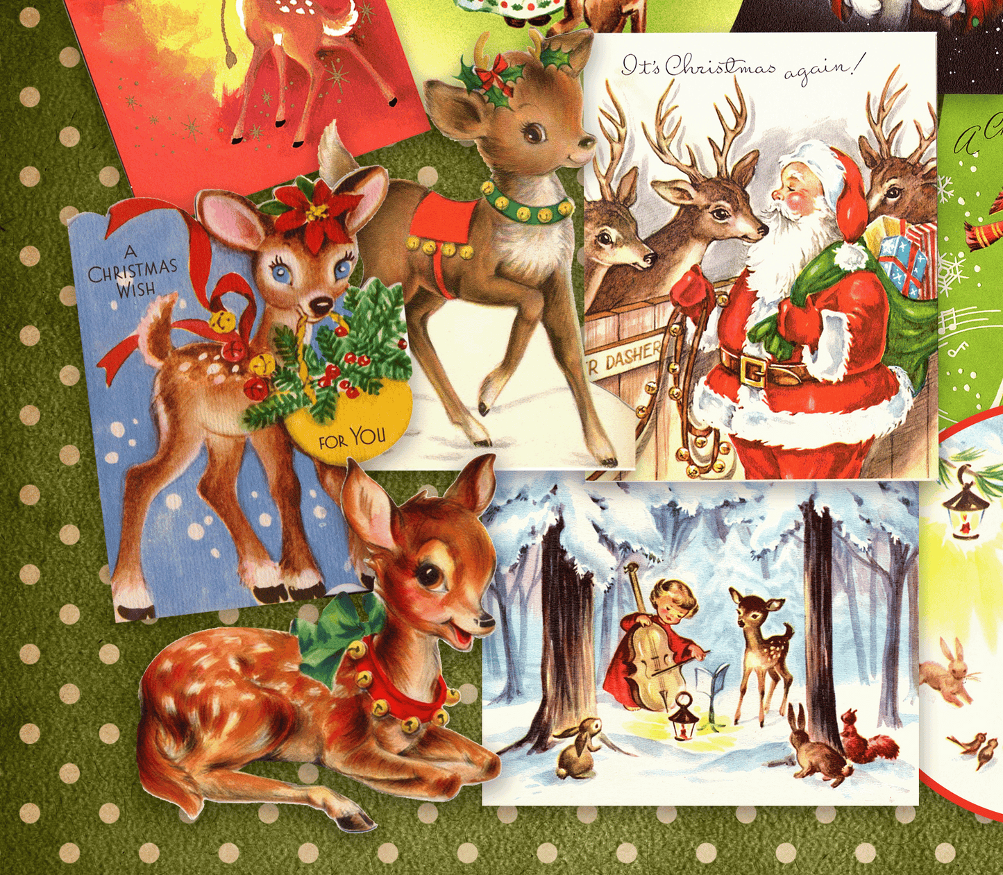 Vintage Christmas Reindeer Stickers – Cherry Moon Factory