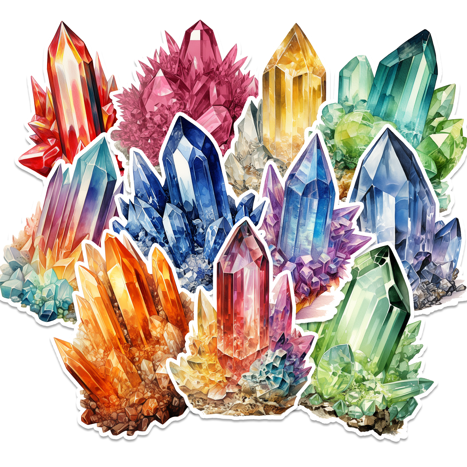 Rainbow Crystal Sticker Pack Crystal Stickers, Set of 6 Watercolor Crystal  Vinyl Stickers, Gemstone Stickers, Mineral and Gem Art 