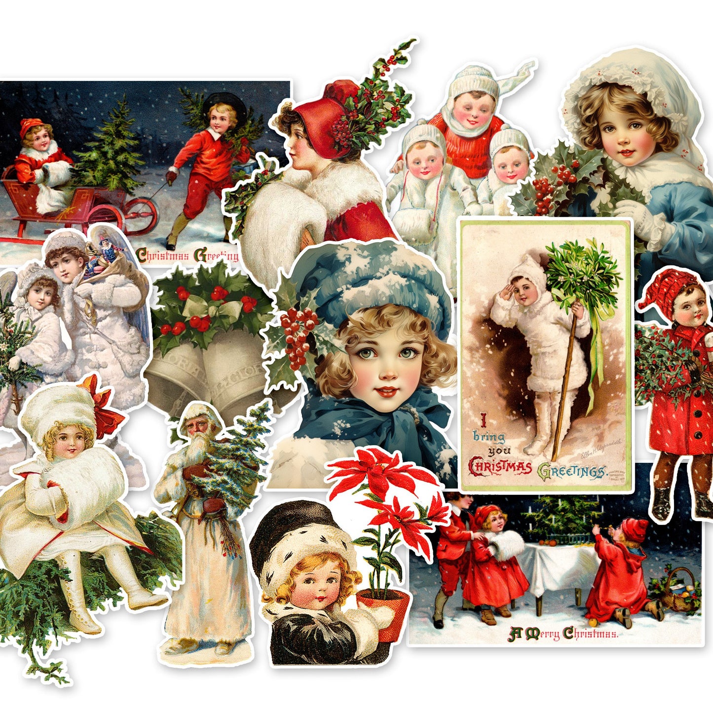 Vintage Christmas Village Sticker Pack – Cherry Moon Factory