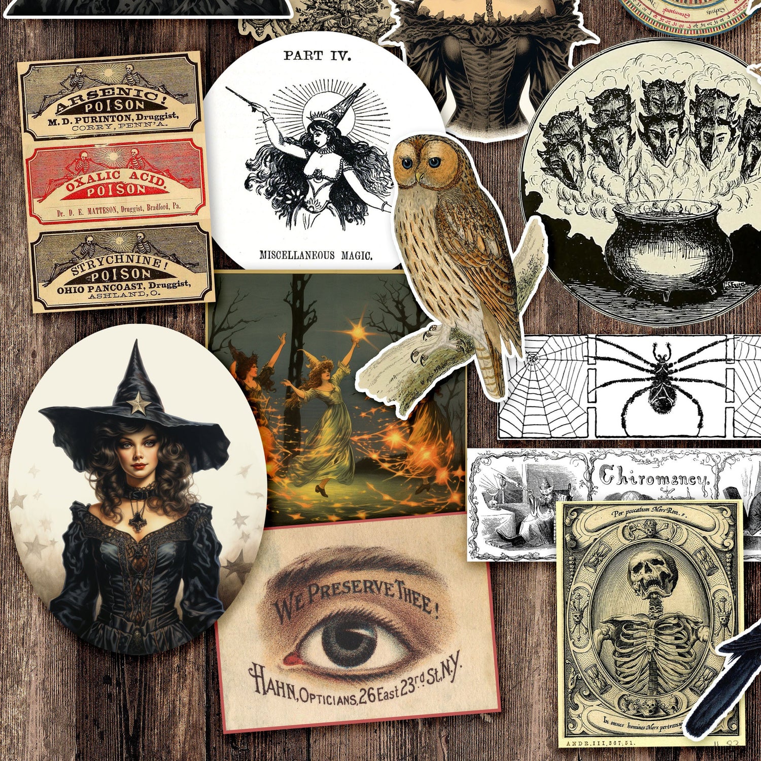 Medieval Witch Stickers,Witchy Stickers,Vintage Aesthetic Stickers for  Water Bottles Laptop,Magic Fantasy Stickers