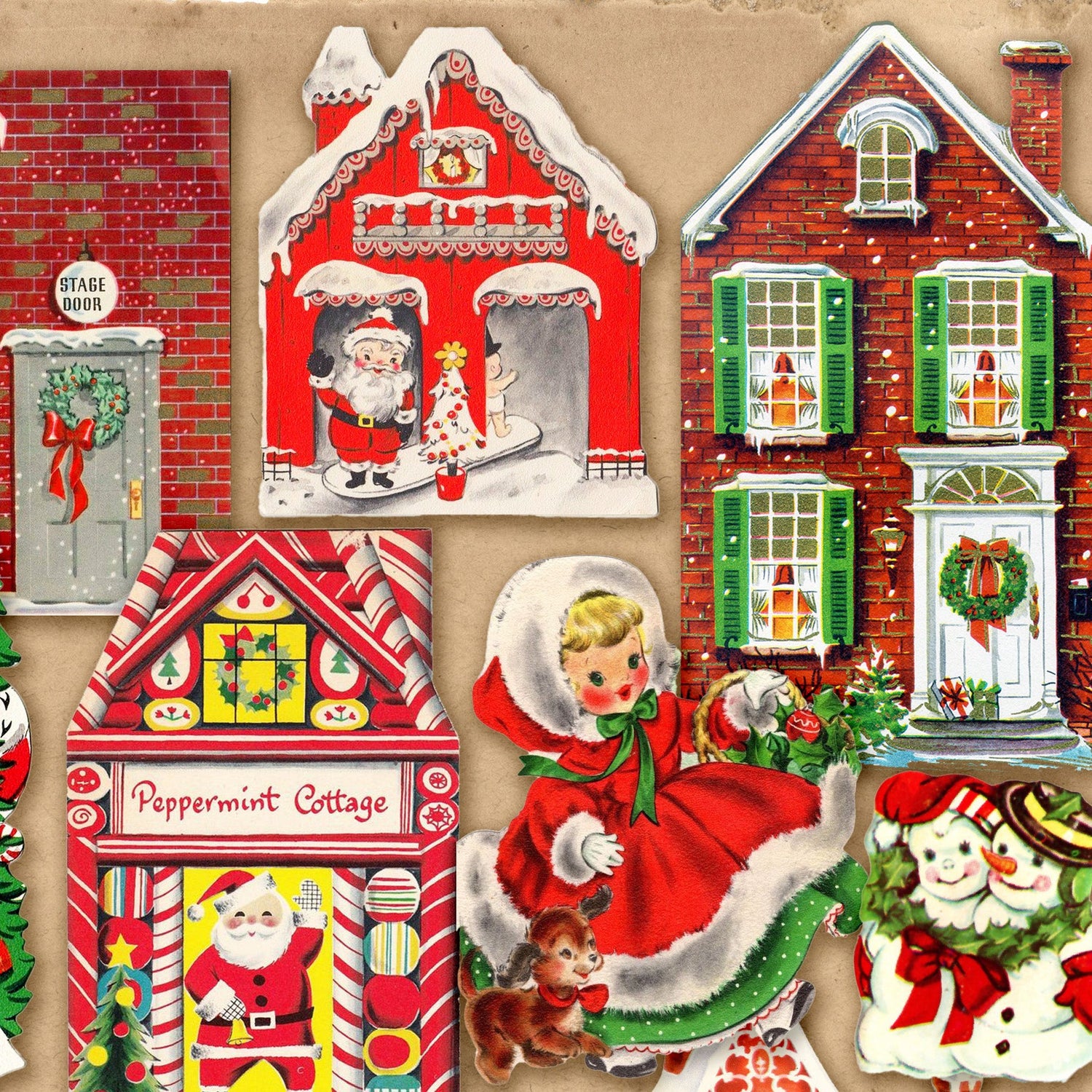 Retro Christmas Stickers. Mid Century Christmas, Card Making