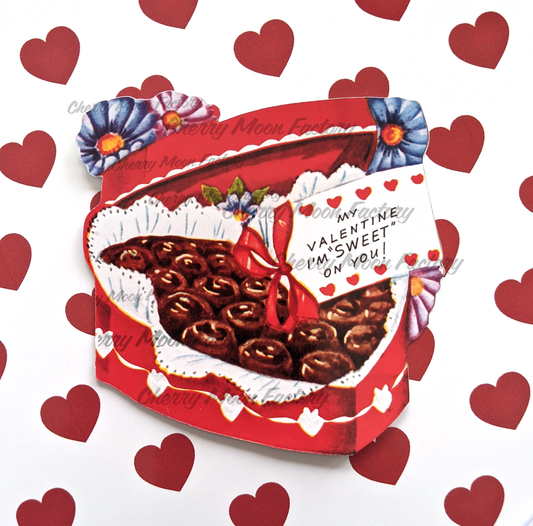 Vintage Style 3.75" Valentine Chocolate Candy Box Die Cut