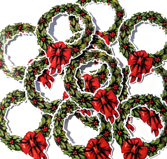 Vintage Style Christmas Wreath Stickers Pack