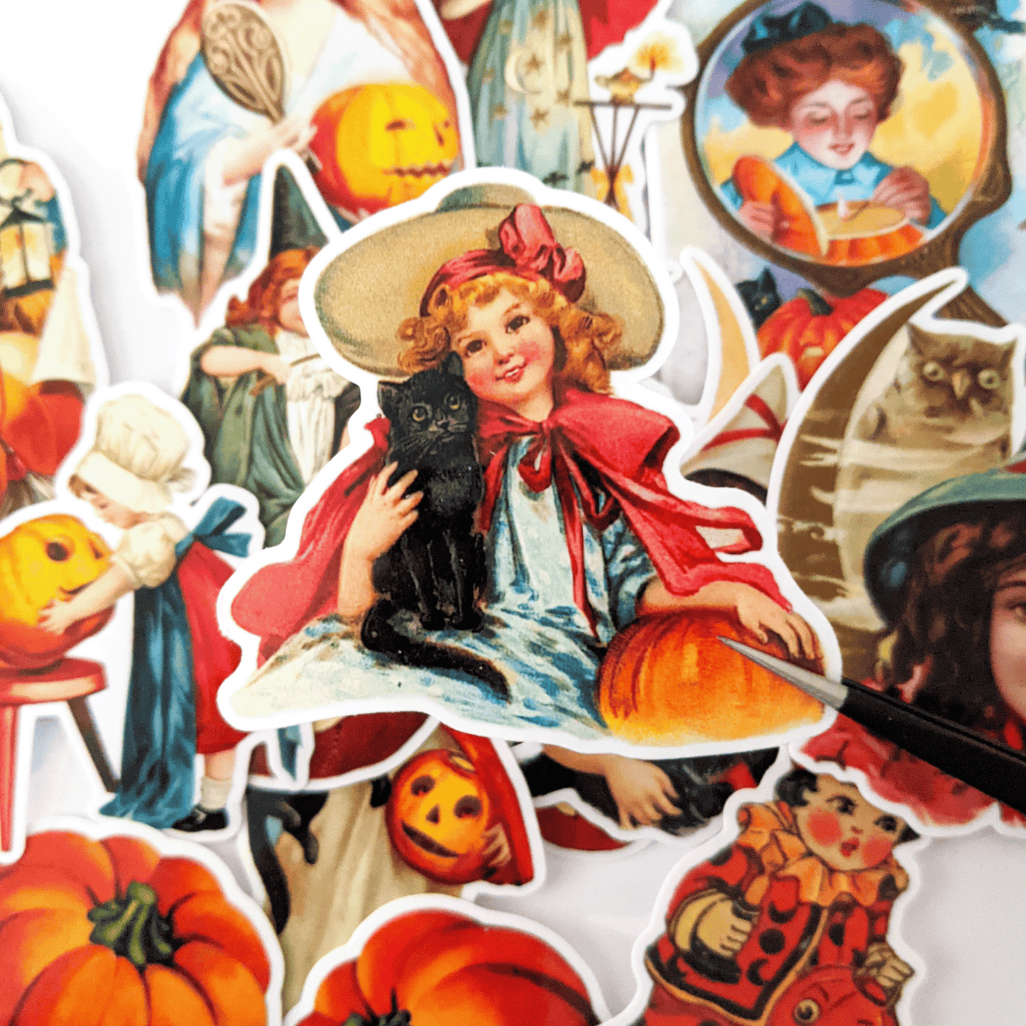 Vintage Halloween Witch and Pumpkin Vinyl Stickers – Cherry Moon Factory